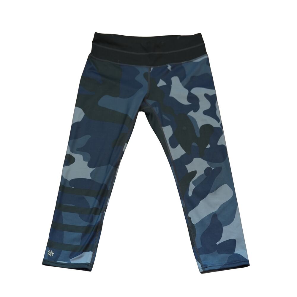 Athleta 7/8 Cropped Leggings in Blue Camo Size Small